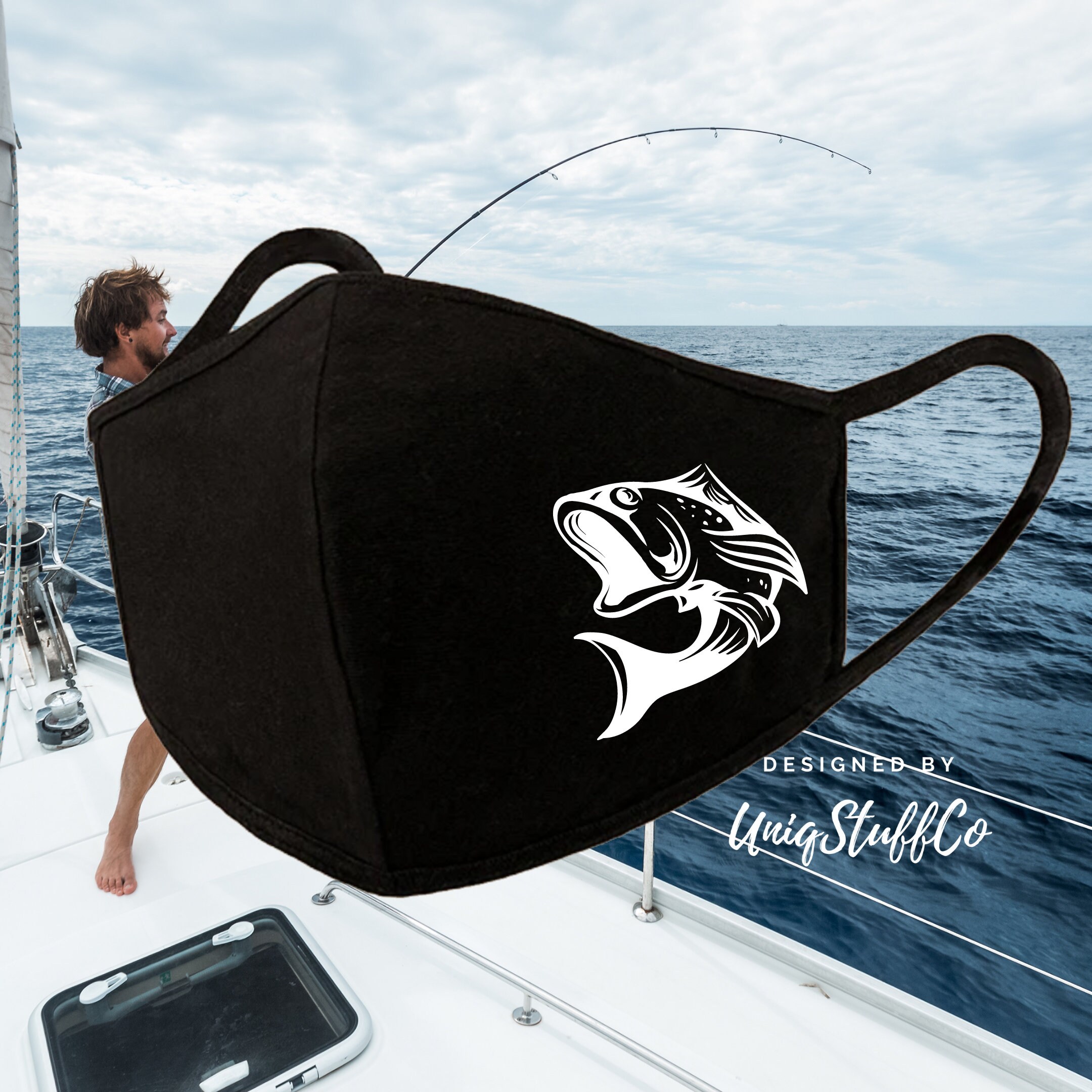 Fishing Face Mask Reusable Washable 3D Pattern 3 Layer Face Etsy