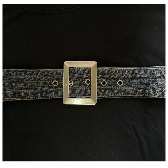 Denim thick vintage belt with silver beauty buckle Accessories | Denim Thick Vintage Belt With Silver Beauty  main image 4