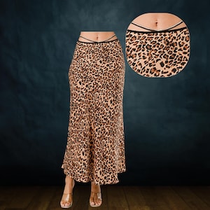 Strass taille-uitsparing luipaard maxirok - elegante avondkleding