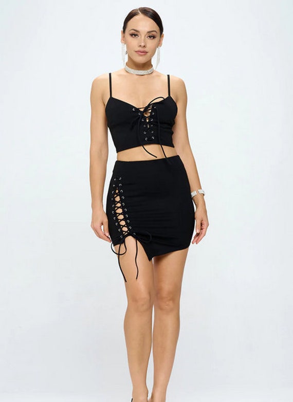 Buy Sexy Attractive Lace up One Side Eyelet Mini Skirt - Beautiful Mini  Skirt for Party - Mini Skirt for Club Online in India - Etsy