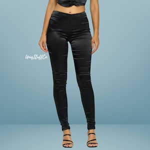 Satin high waist Legging - Comfy but looks classy - can wear any ocasion with comfort