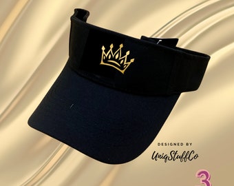 Gold Foil Crown Sun Visor for Golfer - Sun Visor - Crown Visor - Gold Visor - Designed and Printed in USA -  One Size For All