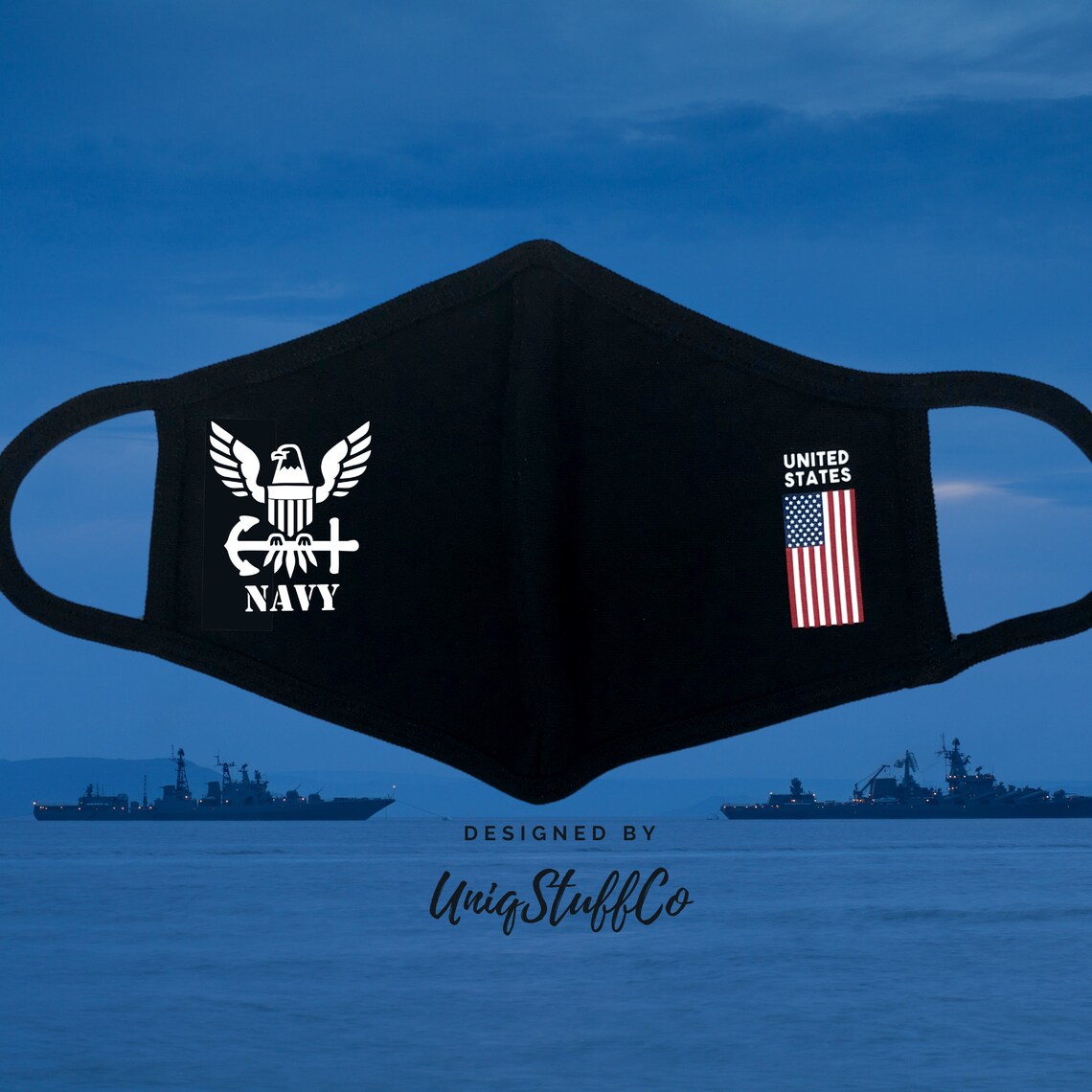 US Navy Face Mask American Flag Face Mask Reusable Washable Etsy