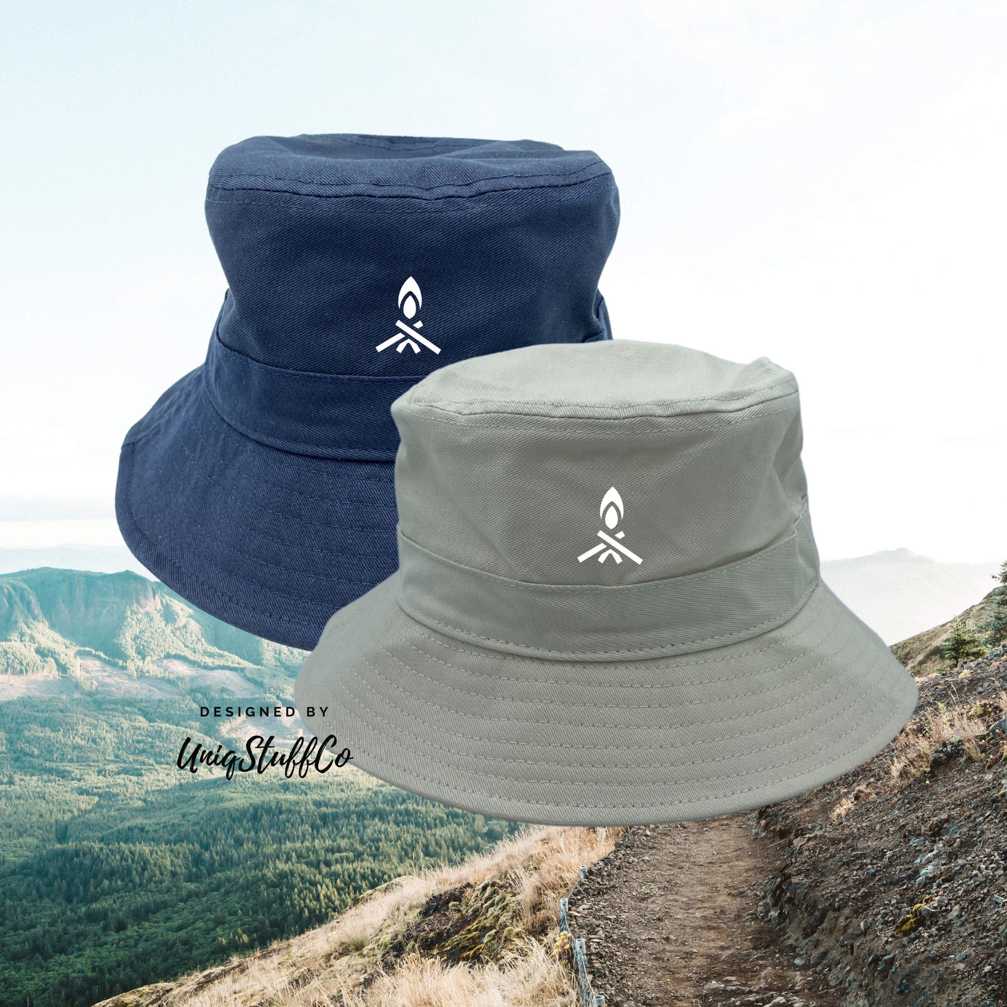 CampFire Cotton Bucket Unisex Hat Trendy Outdoor Summer Beach Urban Leisure Everyday Hats Hot Fun Summer Beach Vacation Headwear Bucket Hat