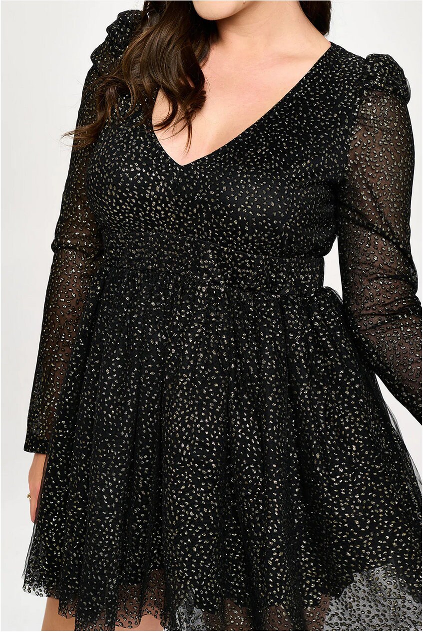 plus size glitter skater dress Plus Size Sugar Thrillz Sparkle Tulle Sash Mini Dress main image 1