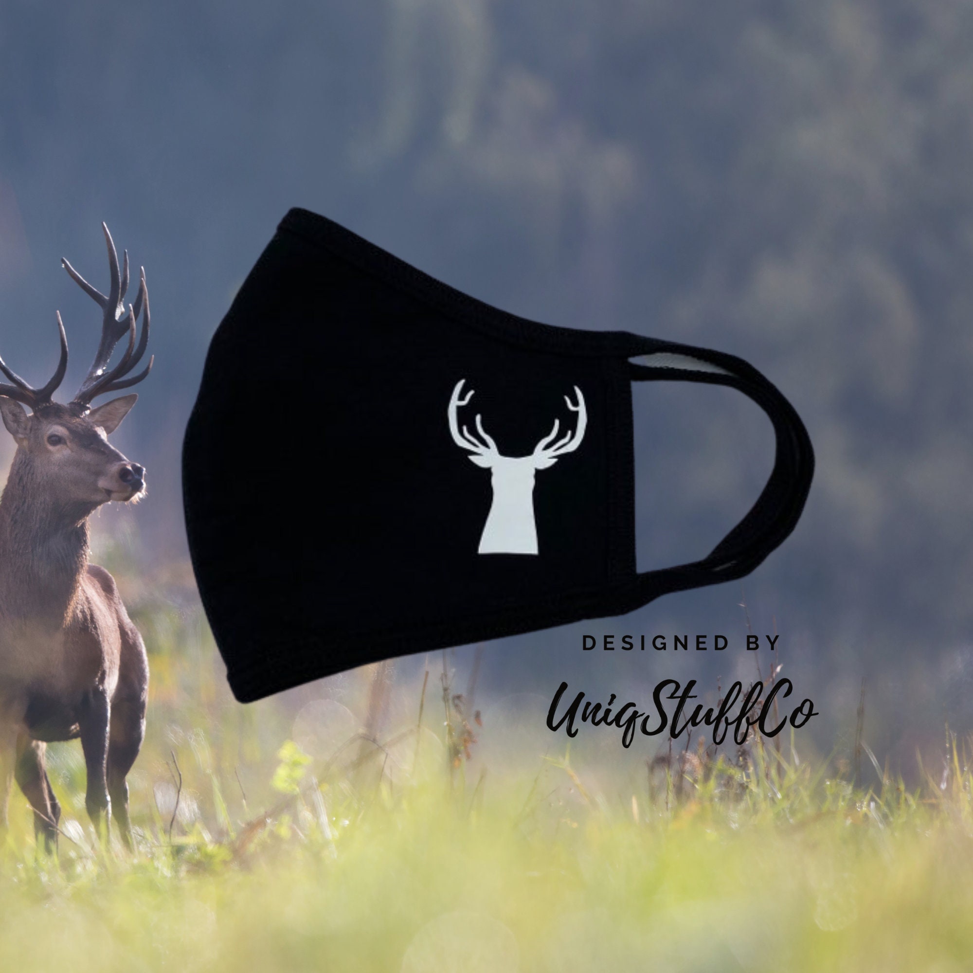 Deer Face Mask Hunting Face Mask 3D Pattern Reusable Washable Etsy
