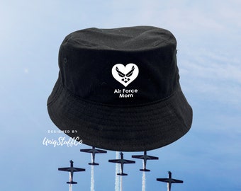 Air Force Mom Bucket Unisex Hat Trendy Outdoor Summer Beach Urban Leisure Everyday Hats Headwear Bucket - USAF Mom DSN 4