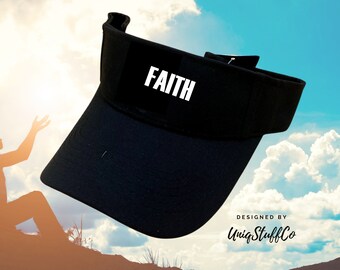 Faith sun Visor Hat for Outdoor - Sun Visor - Outdoor Visor - Diseñado e impreso en EE. UU. - Talla única para todos - Religous Sun Visor