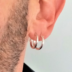 Sterling Silver Hoop Earrings – 14mm Diameter, 2mm Thickness