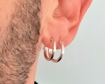 Sterling Silver Hoop Earrings – 14mm Diameter, 2mm Thickness