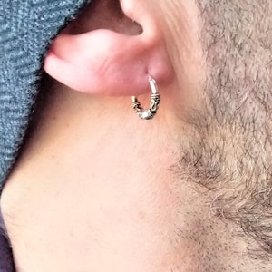 Zilveren oorringen voor mannen 12 mm · Nautische oorbellen · Sierlijke zilveren oorringen voor heren · Herenoorbellen · Oorbel voor meerdere piercings · Helixschelp