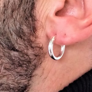 Puur zilveren oorringen heren: 18 mm diameter en 3 mm kaliber · Zilveren oorbel voor heren · 925 sterlingzilver Guys Hoops 8G