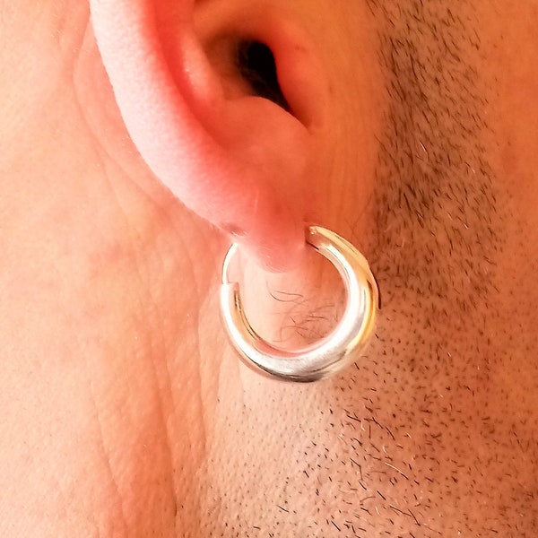 Extra Thick Oval 925 Silver Earring · 20mm Silver Earring  · Men's Silver Earring  · Pirate Silver Earring · A Tribute to R. L. Stevenson