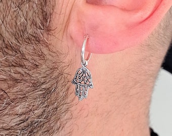 Símbolo de Hamsa en aro de plata de ley de 12 mm de diámetro · Aro con Hamsa de plata - Silver Hamsa