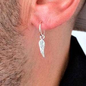 Aro pluma plata 14 mm Single (1 Earring)