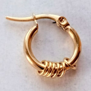 Gouden 316 stalen ring met 6 gouden stalen ringen, extra lange pin