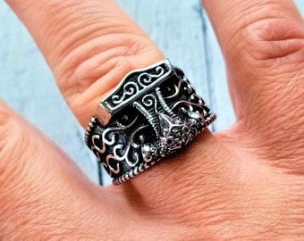 ADMETUS 925 sterling zilver, Vikingringen, Scandinavische runen, beschermsieraden, Viking, cadeau voor heren, ringmaat 49,3 - 74,8 (15,7-23,8), 68.5(21.8), Sterling zilver, Geen edelsteen