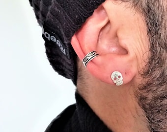 Silver Wave men's Ear Cuff · Adjustable Cuff Cartilage Earrings Non Pierced · Sterling Silver 925 Guys Ear Cuff No Piercing · Waves Design
