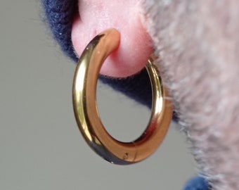 Wide Warring 6G Golden Stainless Steel Hoop Earrings Extra Thickness  24 mm outer gauge