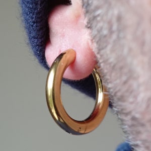 Boucles d'oreilles créoles larges en acier inoxydable doré 6G, épaisseur extra, épaisseur 24 mm