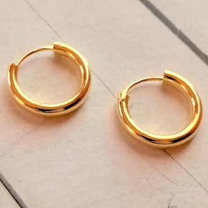 Wide 20mm Hoop Earring in 925 Sterling Silver with 18k Gold Plating