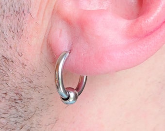Ball Hoop Earrings roestvrij staal · Sphere Hoop Earring voor mannen · extra brede oorring met balletje · Oorbel met afneembare bol