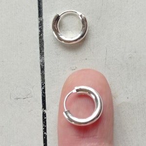 Sterlingzilveren oorringen voor heren, 14 mm diameter en 3 mm kaliber · Zilveren oorbel voor heren · Guys Hoops 8G