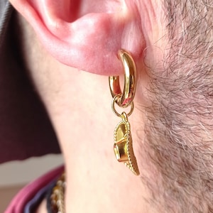 Extra brede 4 mm gouden roestvrijstalen ring met cowboyhoed-bedel