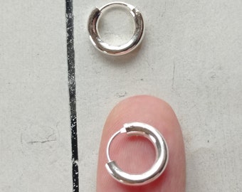 Sterling Silver Hoop Earrings Men 14mm diameter and 3 mm caliber · Silver hoop earring for men ·Guys Hoops 8G