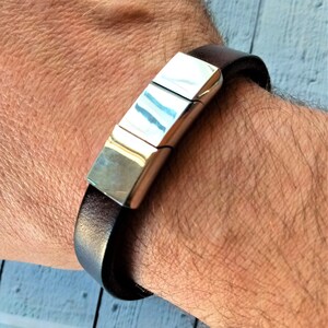 Synthetic leather bracelet with enlarger / Men&#39;s leather bracelet / Magnetic clasp bracelet - Water flash