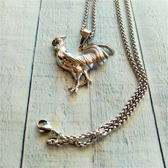 Golden Steel rooster pendant / Rooster pendant / Rooster 