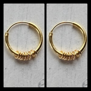 Zeemansoorbel met een diameter van 18 mm, 2,2 mm kaliber met bedels · Extra dikke oorring van sterling zilver en 18 karaats goud