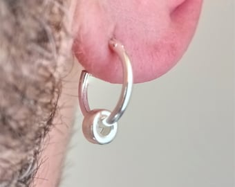 Sterling Silver hoop earring 16 mm diameter with removable Charm