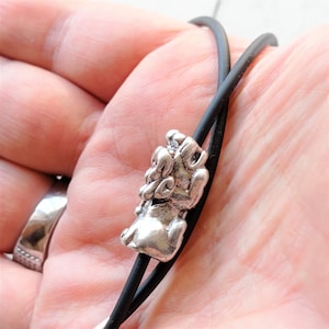 Feng Shui pendant in natural rubber necklace with 929 Sterling Silver endings / Good vibes pendant - Delicious Dragon