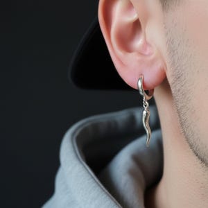 925 sterlingzilveren oorbel met duivelsstaartbedel – minimalistische uniseks sieraden