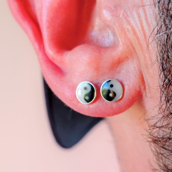 Orecchini Yin Yang in argento sterling: gioielli minimalisti in smalto - Italia