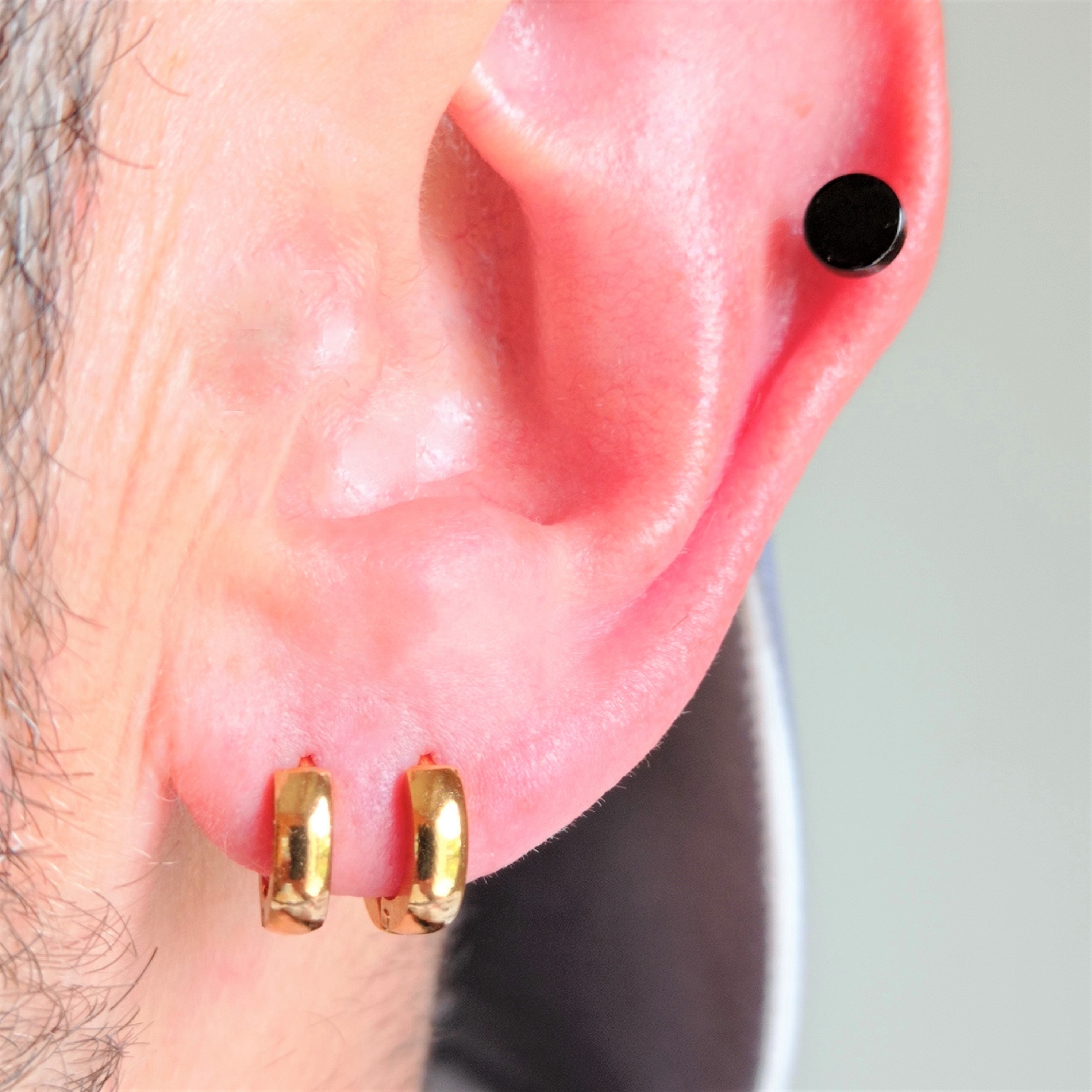 10 pz/lotto ganci per orecchini Huggie Punk in acciaio inossidabile dorato, perni per orecchini