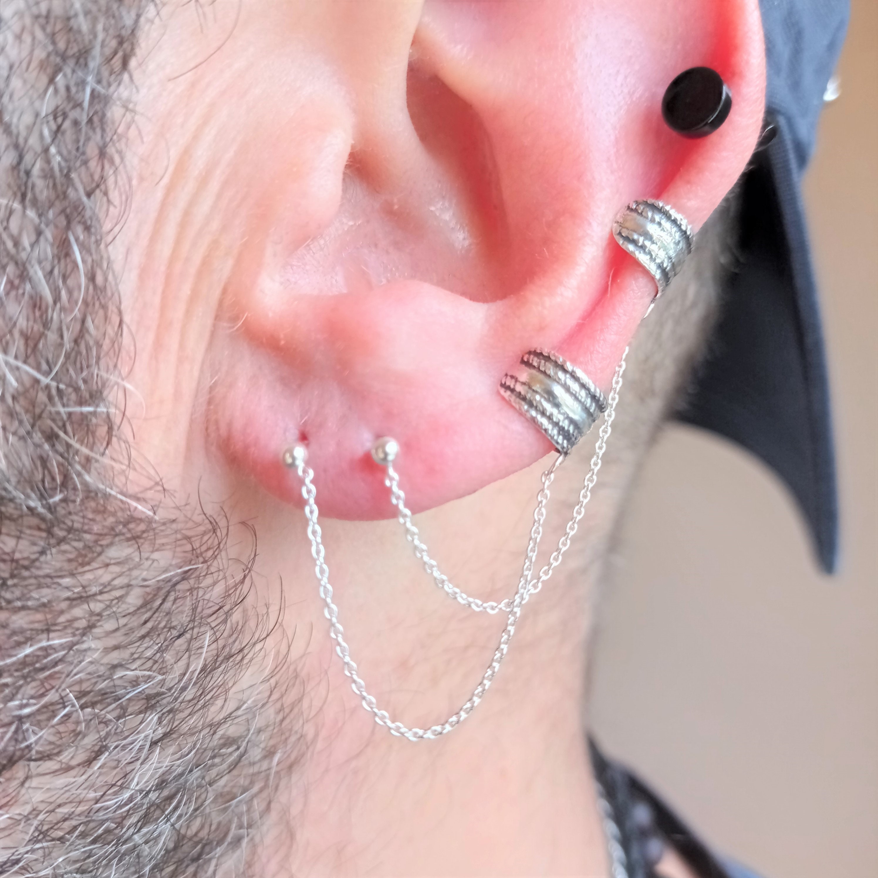イヤリング Two Lines / Crossing Silver925 Ear Cuff For Men & Women 2.5mm Two Lines / Crossing Sterling Silver925 Ear Cuff For