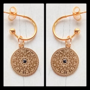Zodiac hoop earring in 925 Sterling Silver with 18k gold plating