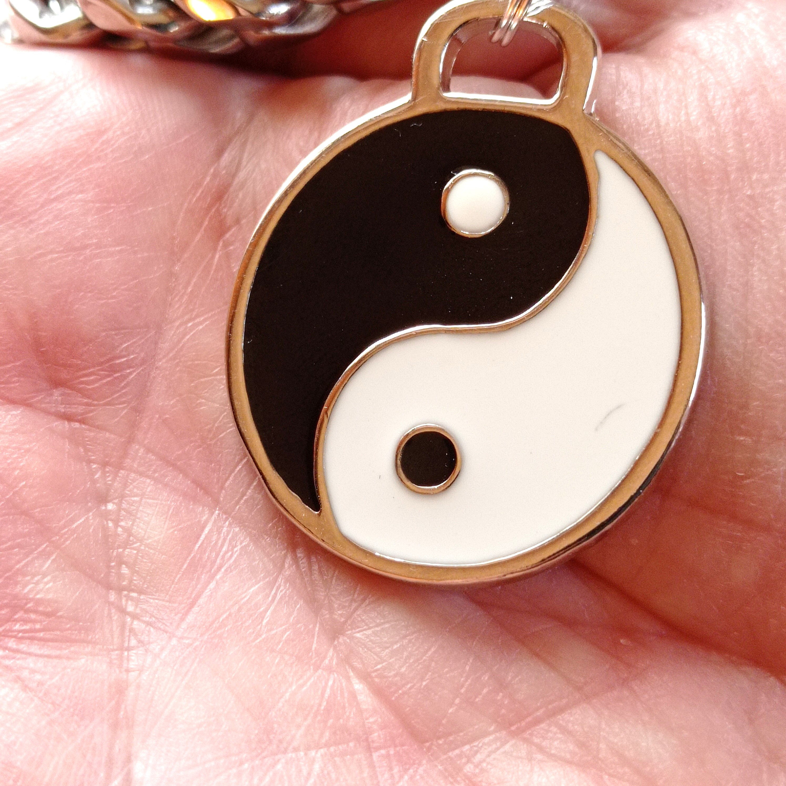 Yin Yang Symbol in Enamelled Stainless Steel With Extra Wide