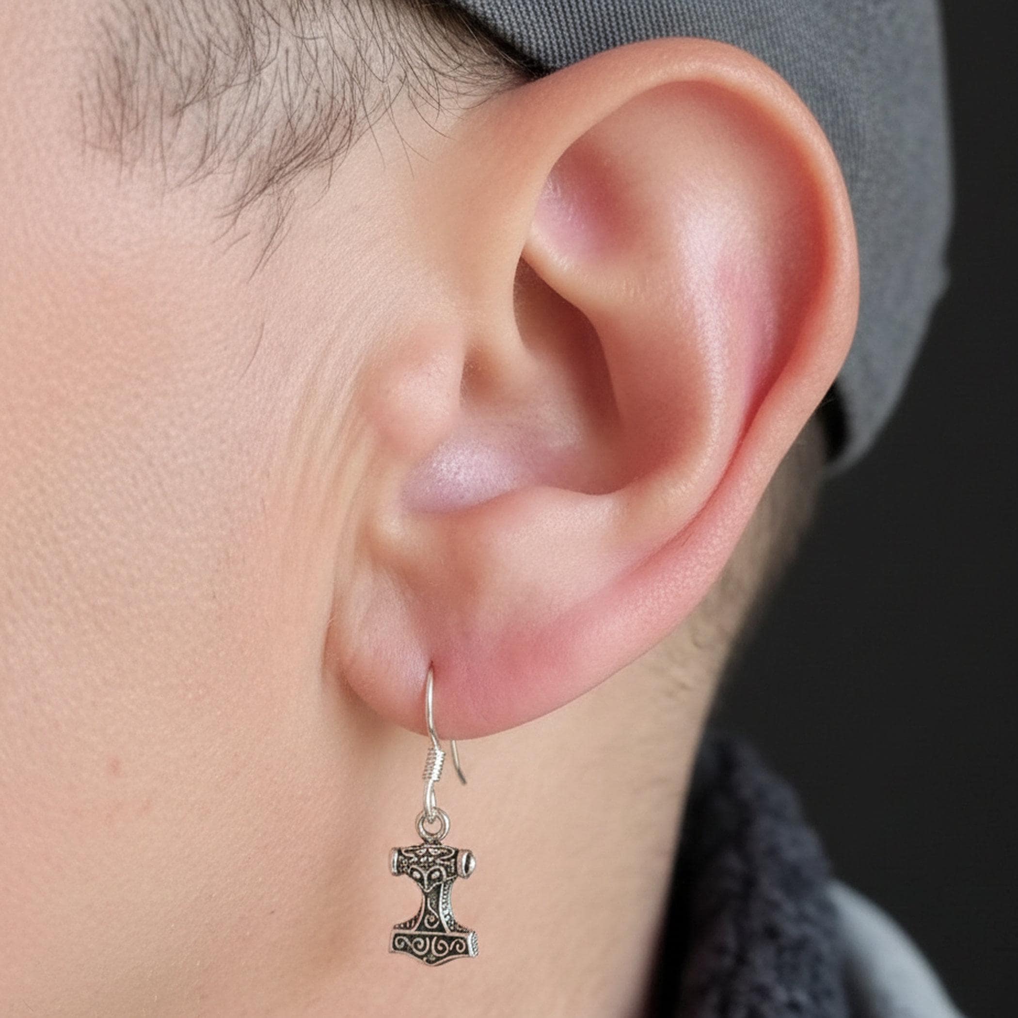 Orecchini in argento sterling con martello di Thor | Artigianale | Gioielli vichinghi