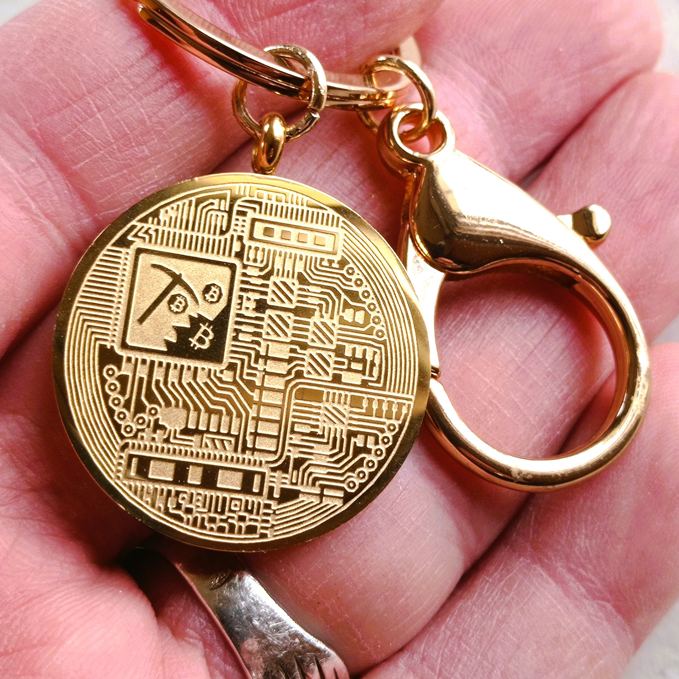 Bitcoin Key Ring: Golden Stainless Steel, Laser Engraved - Etsy