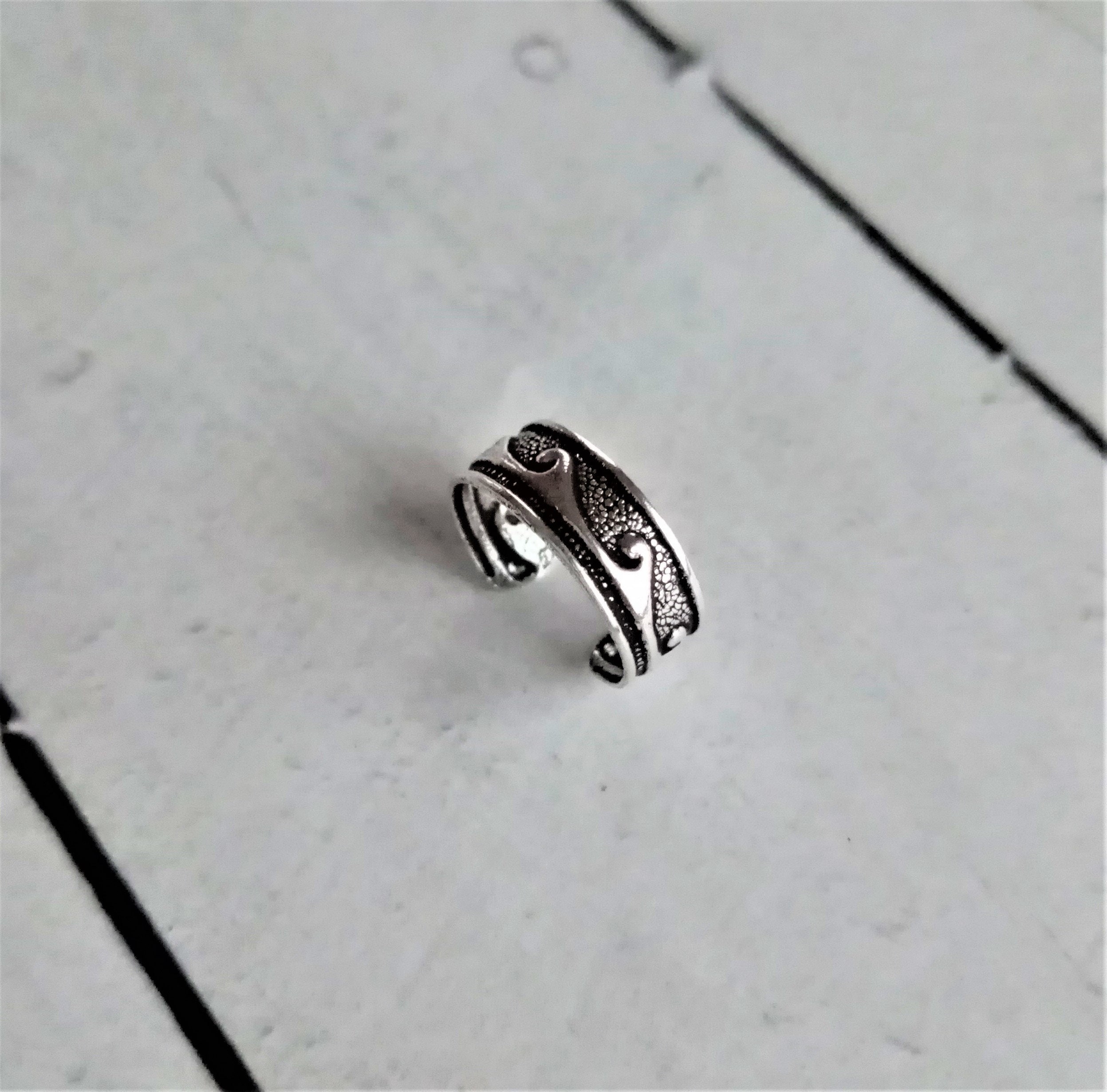 Silver Wave Ear Cuff for Men – Adjustable 925 Sterling