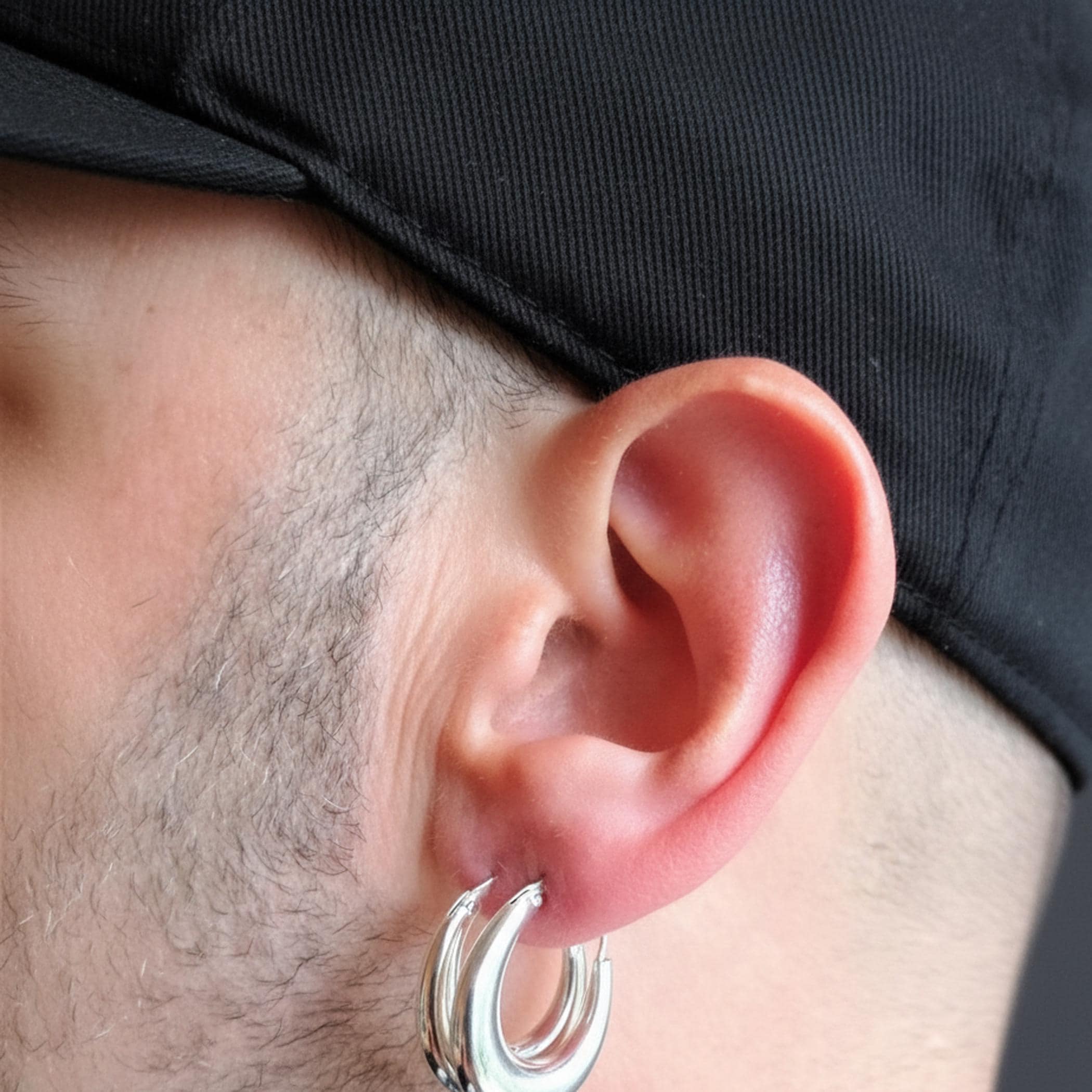 925 Sterling Silver Pirate Style Hoop Earring – 25mm Oval, Unisex