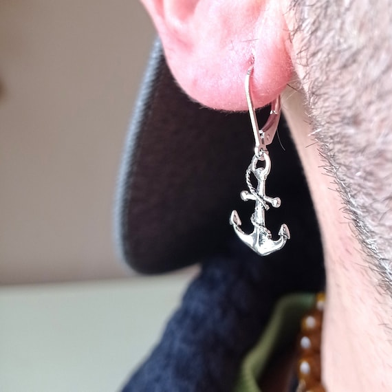 Mens anchor best sale earrings