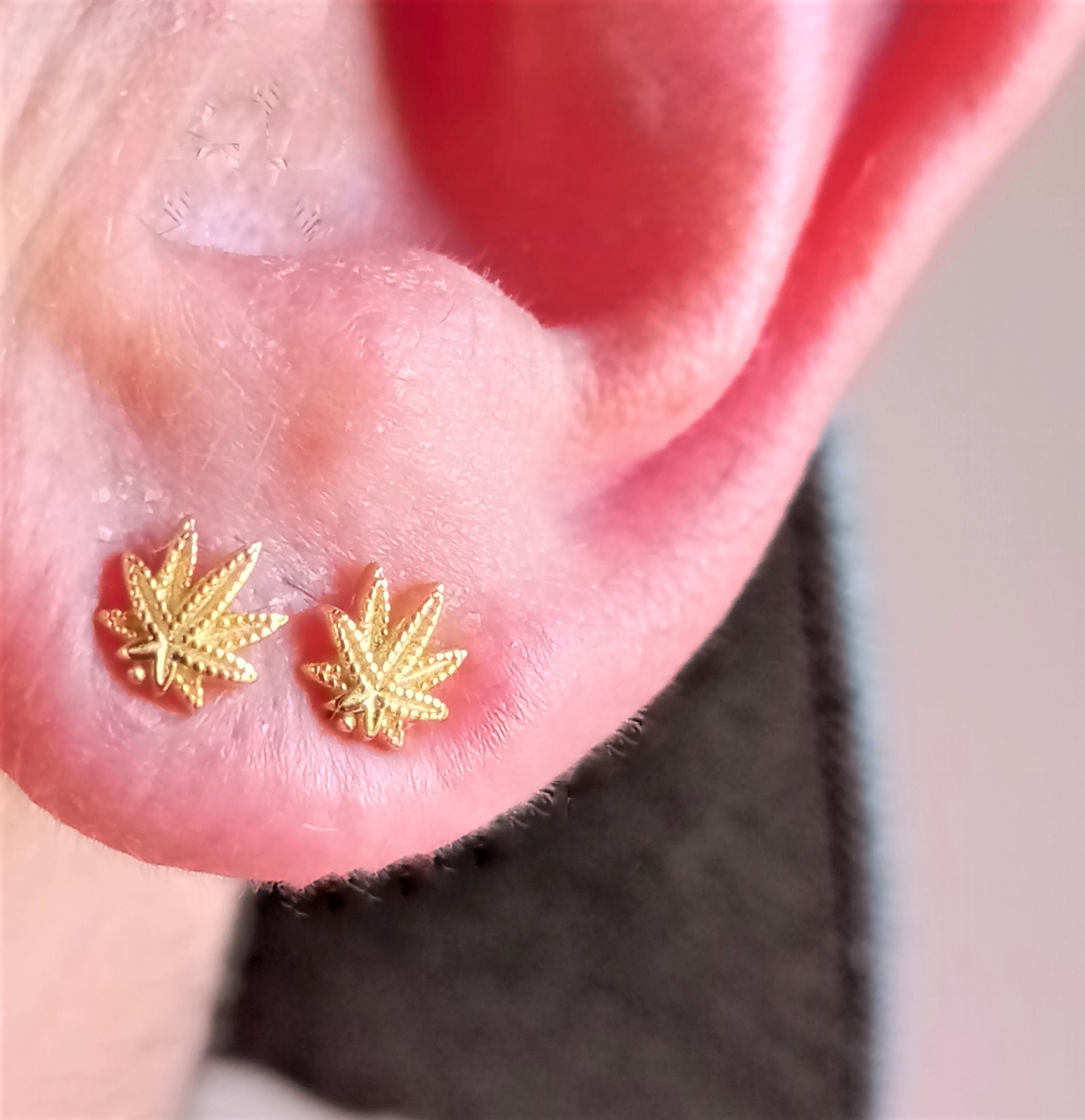 Weed leaf stud earrings sale