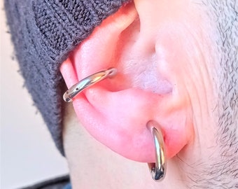 Boucles d'oreilles et tour d'oreille en acier inoxydable avec mécanisme à ressort réglable · Gaine en métal