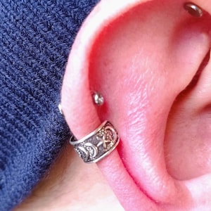 Moon & Star-oormanchet in sterlingzilver – geen piercing nodig