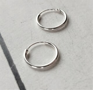 Orecchini A Cerchio NKlaus In Argento 925, Diametro 16mm, Finitura Opaca, Singoli (1 Pezzo), Leggeri 1,1g, Gioiello Minimal Per Uomo, Donna E Bambino