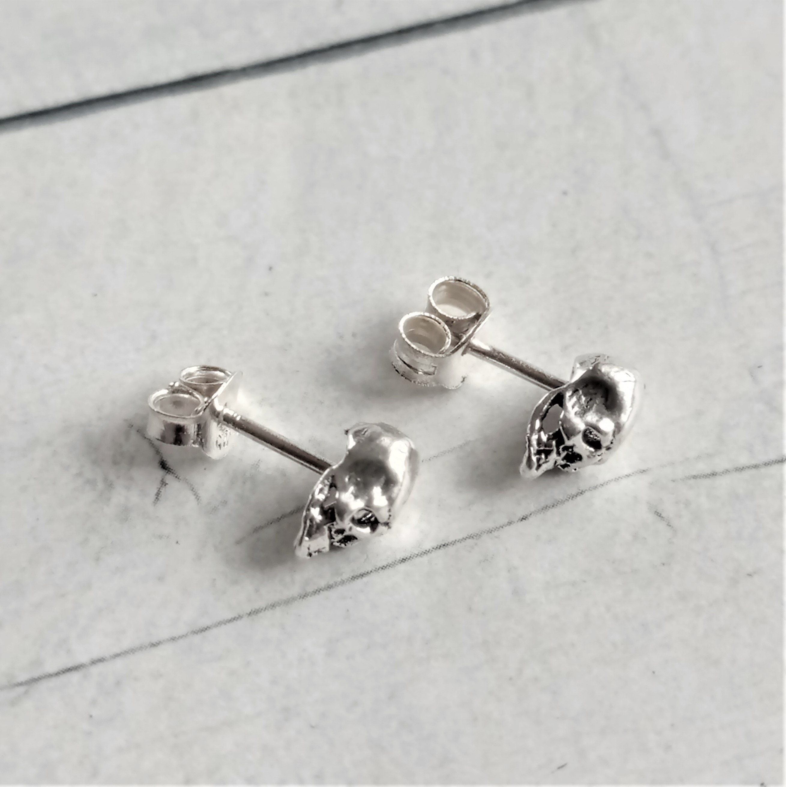 REETI Orecchini in argento sterling 925 con teschio orecchino a goccia